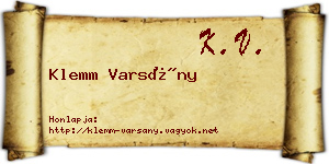 Klemm Varsány névjegykártya